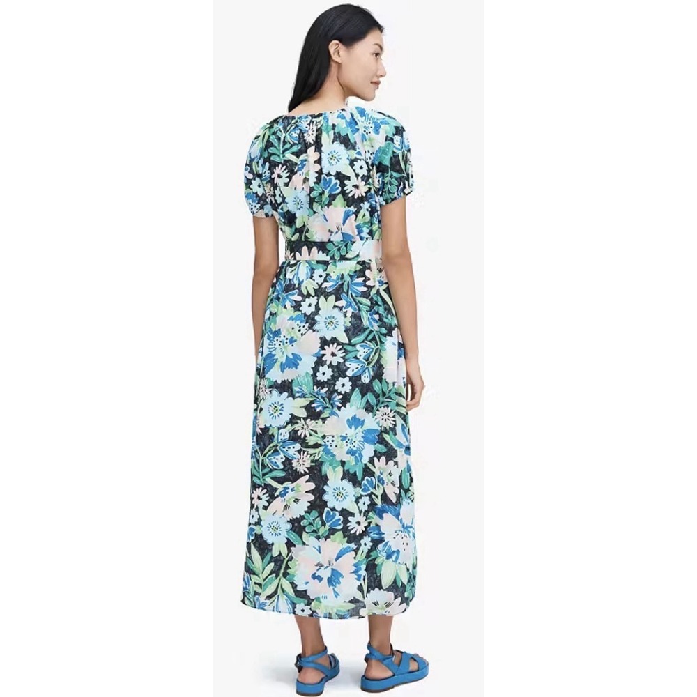 Kate Spade Full Bloom Voile Dress Floral Belted Size Large - Picture 3 of 13